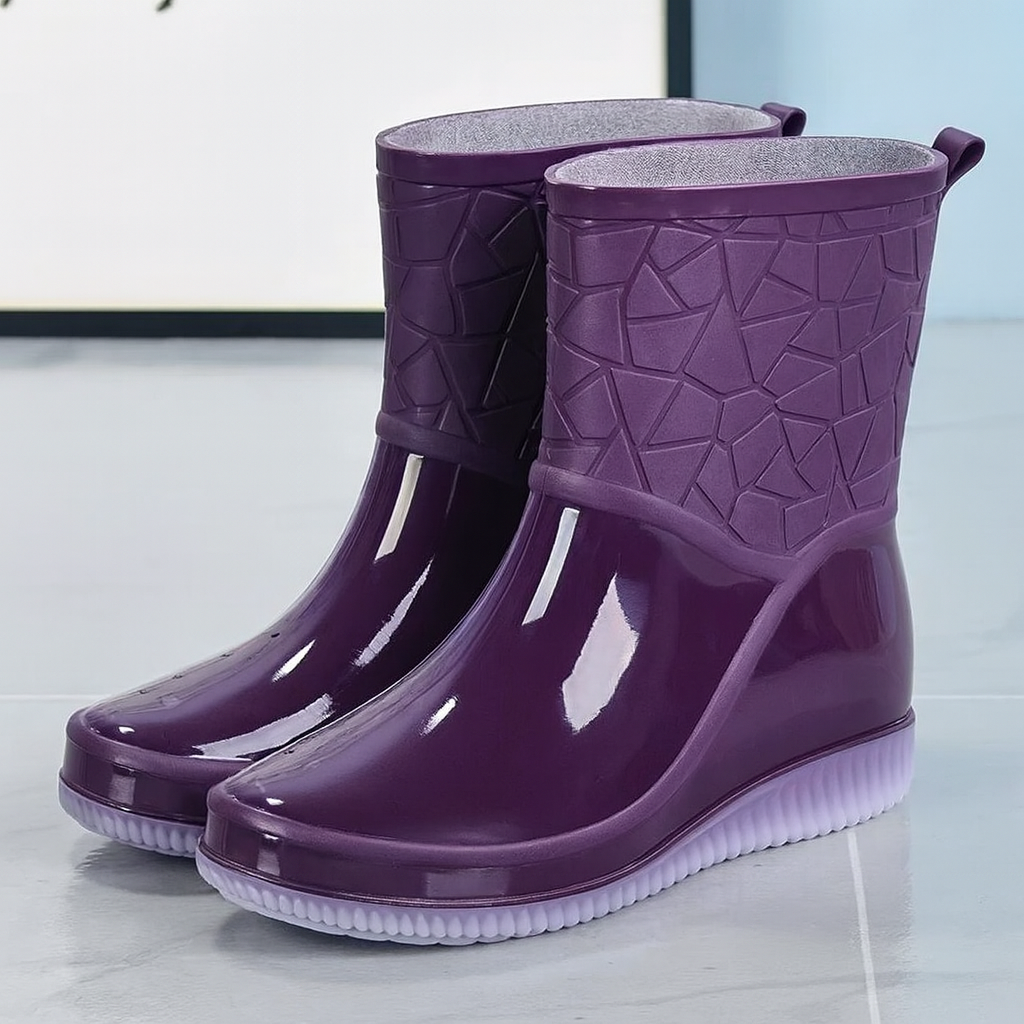 Women’s Mid-Calf Waterproof Rain Boots | Slip-Resistant Rubber Design