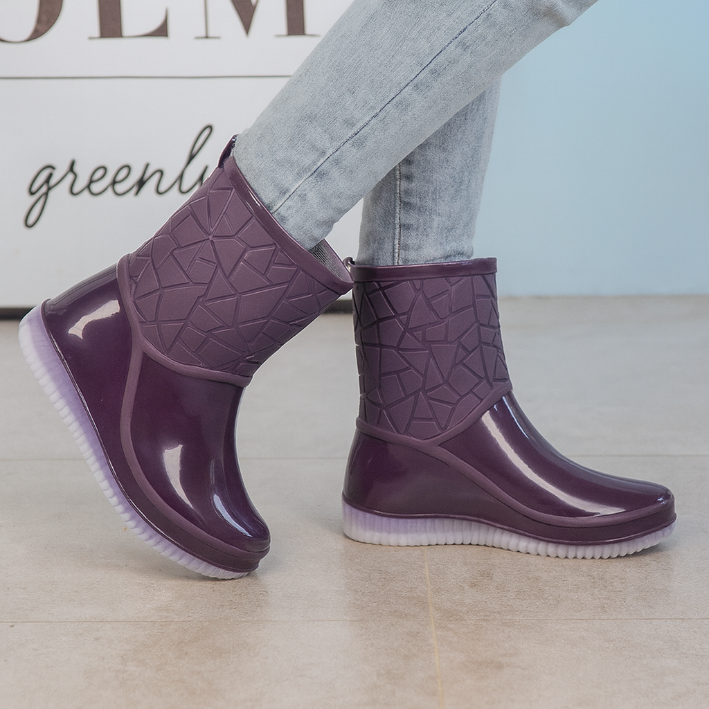 Women’s Mid-Calf Waterproof Rain Boots | Slip-Resistant Rubber Design