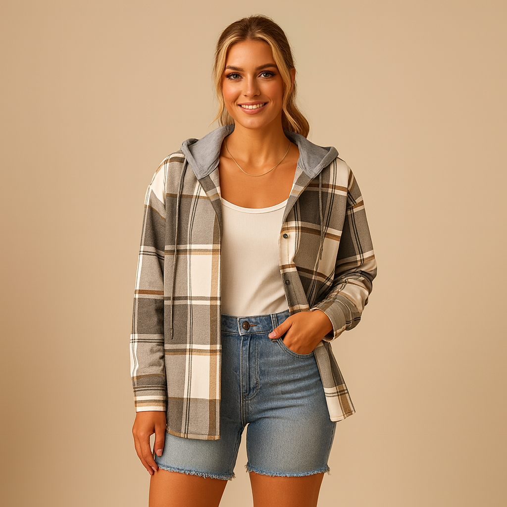 Checked Hooded Jacket | Women’s Casual Outerwear